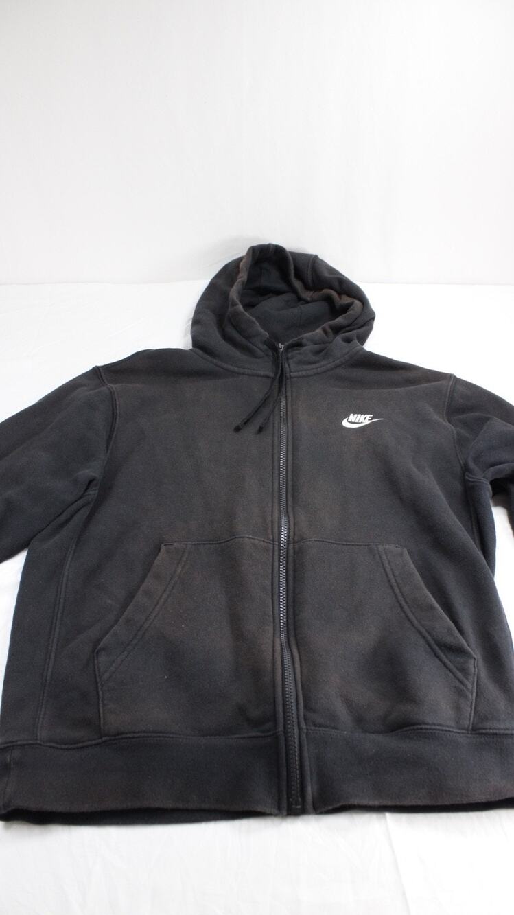 Vintage Nike Mens S Full Zip Hoodie Black Embroidered Swoosh Fleece Y2K